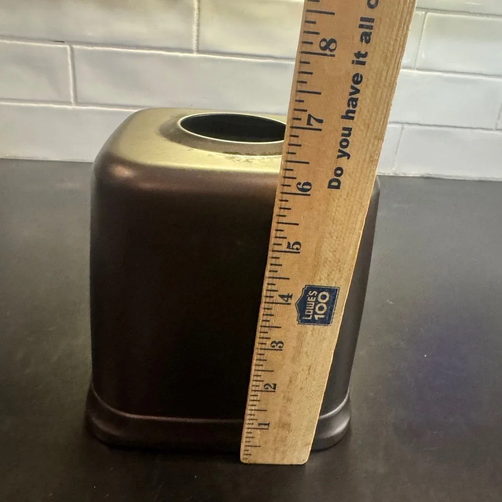 Metal Tissue Box Cover Home Bronze Square Industrial Minimalist Bathroom Decor